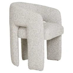 Fauteuil de table en tissu chiné beige TULSA