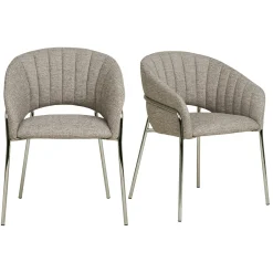 Fauteuil de table en tissu gris clair, pieds chromés (lot de 2) BERLIN