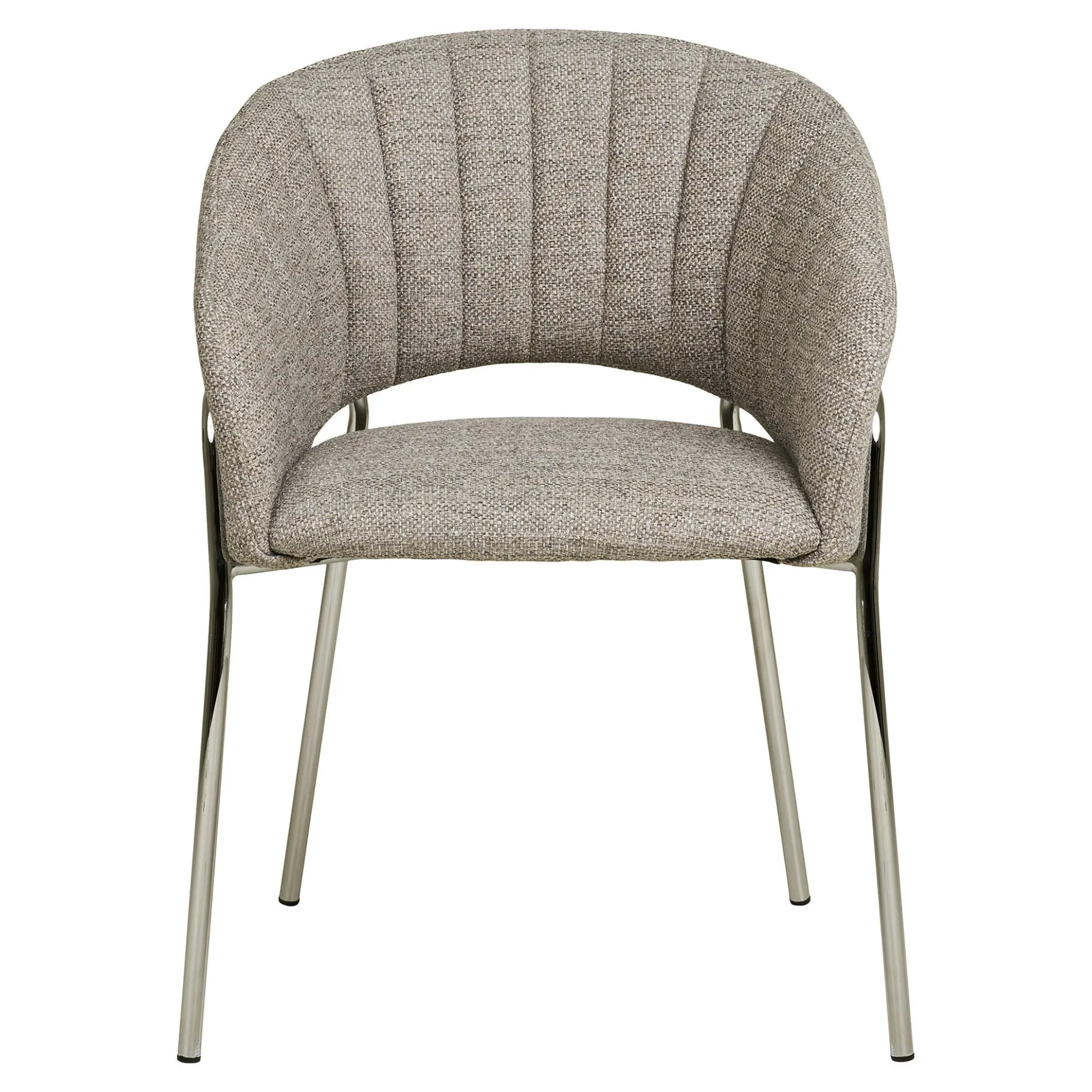 Fauteuil de table en tissu gris clair, pieds chromés (lot de 2) BERLIN