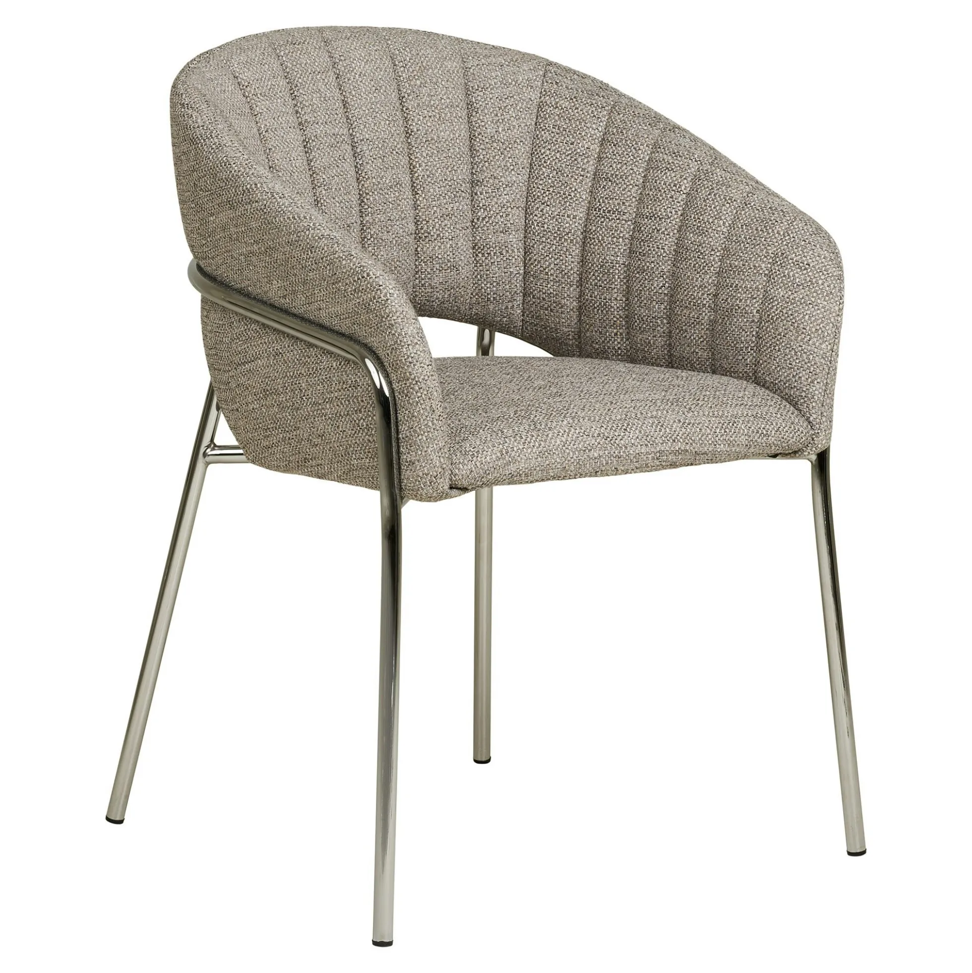 Fauteuil de table en tissu gris clair, pieds chromés (lot de 2) BERLIN