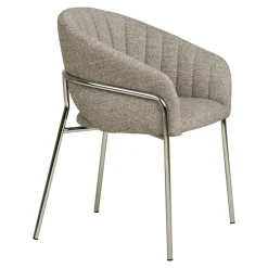 Fauteuil de table en tissu gris clair, pieds chromés (lot de 2) BERLIN