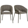 Fauteuil de table en tissu gris foncé, pieds chromés (lot de 2) BERLIN