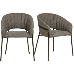 Fauteuil de table en tissu gris foncé, pieds chromés (lot de 2) BERLIN
