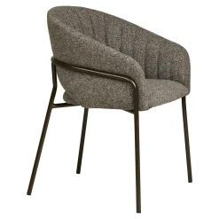 Fauteuil de table en tissu gris foncé, pieds chromés (lot de 2) BERLIN