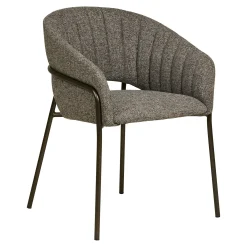 Fauteuil de table en tissu gris foncé, pieds chromés (lot de 2) BERLIN