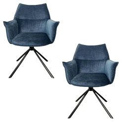 Fauteuil de table en velours bleu avec retour (lot de 2) PALERME