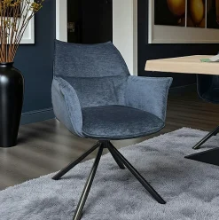 Fauteuil de table en velours bleu avec retour (lot de 2) PALERME