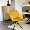 Fauteuil de table en velours doré avec retour (lot de 2) PALERME