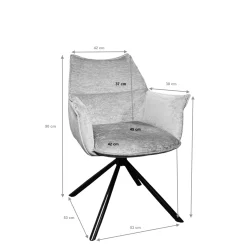 Fauteuil de table en velours doré avec retour (lot de 2) PALERME