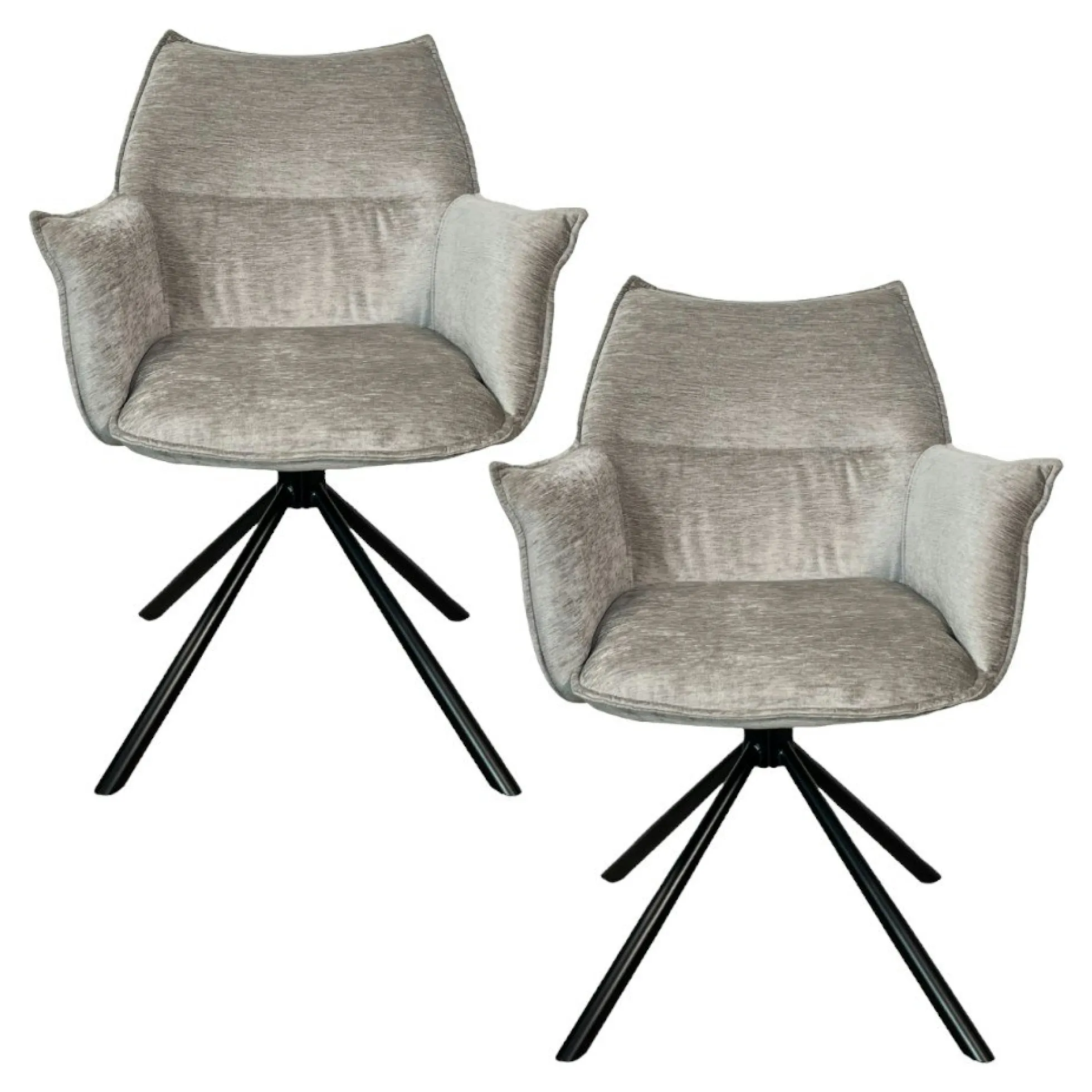Fauteuil de table en velours gris avec retour (lot de 2) PALERME