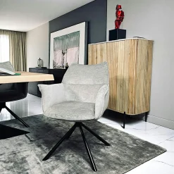 Fauteuil de table en velours gris avec retour (lot de 2) PALERME
