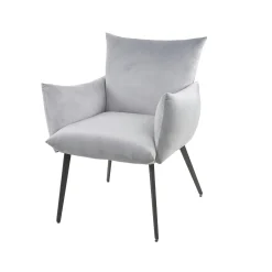 Fauteuil de table en velours gris clair effet coussin (lot de 2) MELBOURNE