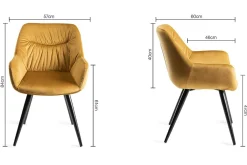 Fauteuil de table en velours moutarde (lot de 2) ARLINGTON