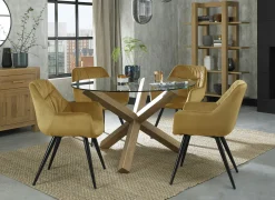 Fauteuil de table en velours moutarde (lot de 2) ARLINGTON