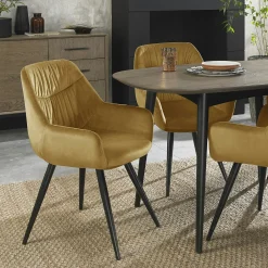 Fauteuil de table en velours moutarde (lot de 2) ARLINGTON