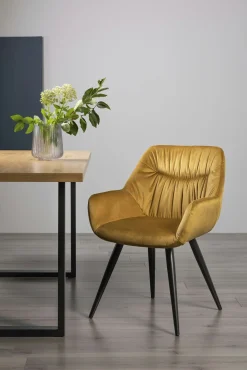 Fauteuil de table en velours moutarde (lot de 2) ARLINGTON