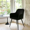 Fauteuil de table en velours noir (lot de 2) SAVONE