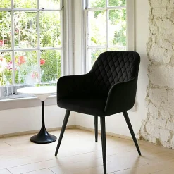 Fauteuil de table en velours noir (lot de 2) SAVONE