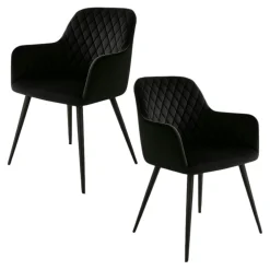 Fauteuil de table en velours noir (lot de 2) SAVONE