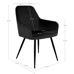 Fauteuil de table en velours noir (lot de 2) SAVONE