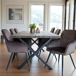 Fauteuil de table en velours taupe (lot de 2) SAVONE