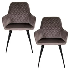 Fauteuil de table en velours taupe (lot de 2) SAVONE