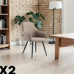 Fauteuil de table grège passepoilé (lot de 2) BERLIN