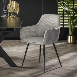 Fauteuil de table gris bi-matière (lot de 2) GALWAY