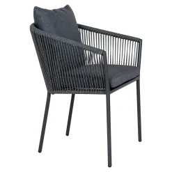 Fauteuil de table gris en corde (lot de 2) GRENADE