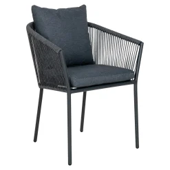 Fauteuil de table gris en corde (lot de 2) GRENADE