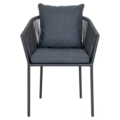 Fauteuil de table gris en corde (lot de 2) GRENADE