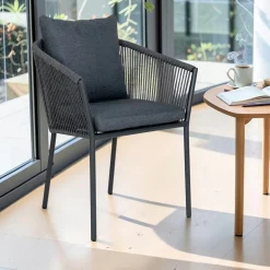 Fauteuil de table gris en corde (lot de 2) GRENADE