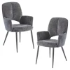 Fauteuil de table gris foncé à dossier ouvert (lot de 2) LIGURIE