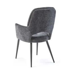 Fauteuil de table gris foncé à dossier ouvert (lot de 2) LIGURIE
