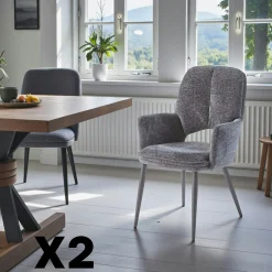 Fauteuil de table gris foncé à dossier ouvert (lot de 2) LIGURIE