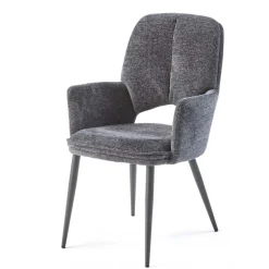 Fauteuil de table gris foncé à dossier ouvert (lot de 2) LIGURIE