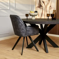 Fauteuil de table gris foncé moderne (lot de 2) CORTINA