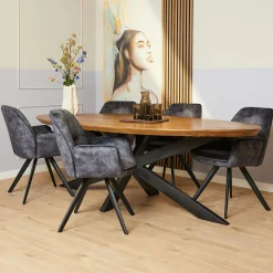 Fauteuil de table gris foncé moderne (lot de 2) CORTINA