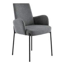 Fauteuil de table gris foncé pieds noirs (x2) AUREN