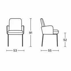 Fauteuil de table gris foncé pieds noirs (x2) AUREN