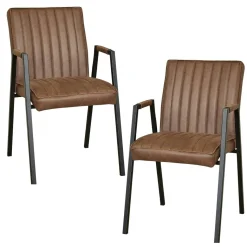 Fauteuil de table marron à bandes (lot de 2) CORTINA