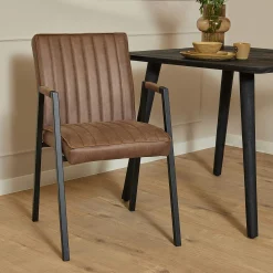 Fauteuil de table marron à bandes (lot de 2) CORTINA
