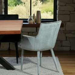 Fauteuil de table moderne en velours gris (lot de 2) HAWAI