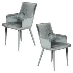 Fauteuil de table moderne en velours gris (lot de 2) HAWAI