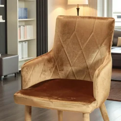 Fauteuil de table moderne en velours doré (lot de 2) HAWAI