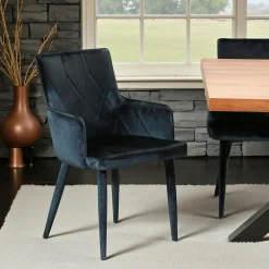 Fauteuil de table moderne en velours bleu (lot de 2) HAWAI