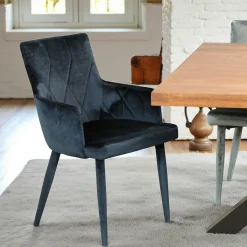 Fauteuil de table moderne en velours bleu (lot de 2) HAWAI