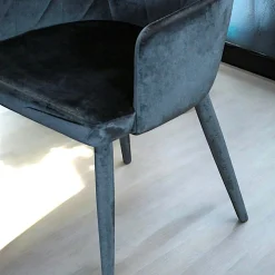 Fauteuil de table moderne en velours bleu (lot de 2) HAWAI