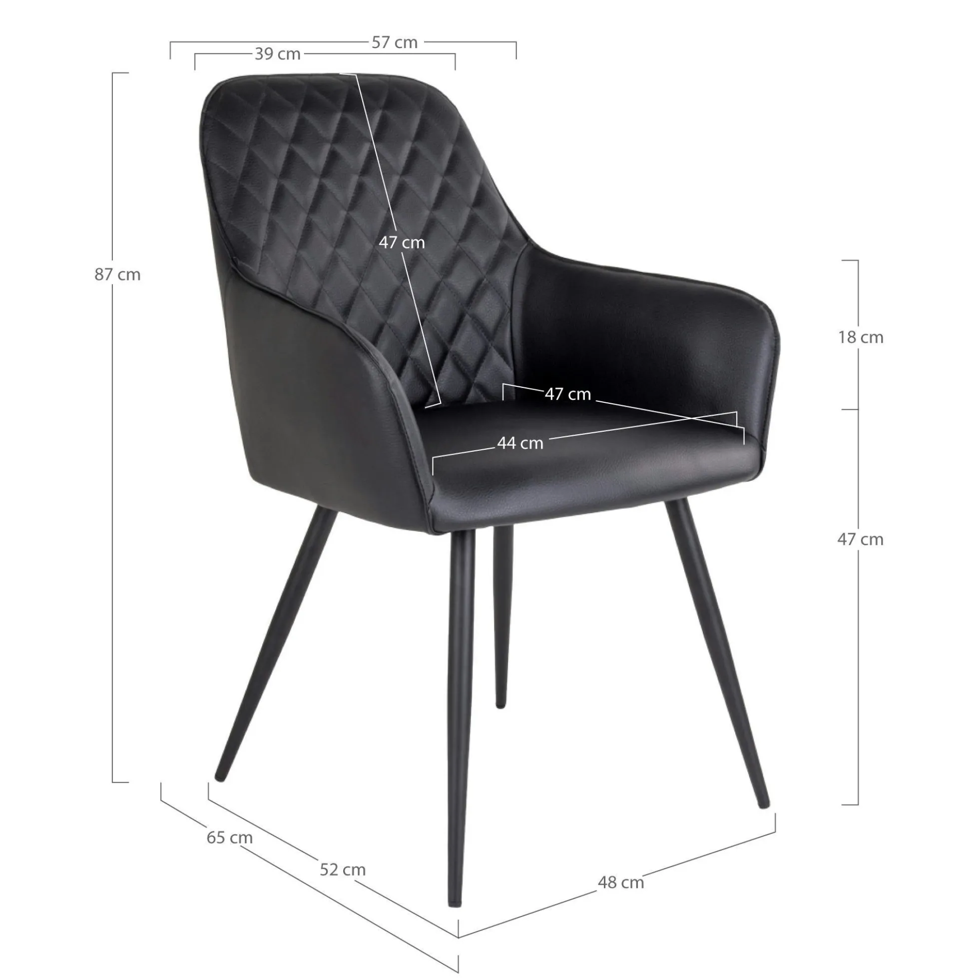 Fauteuil de table noir vintage (lot de 2) SAVONE
