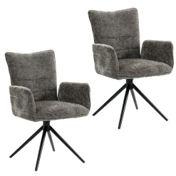 Fauteuil de table pivotant anthracite en tissu texturé (x2) RIVANO